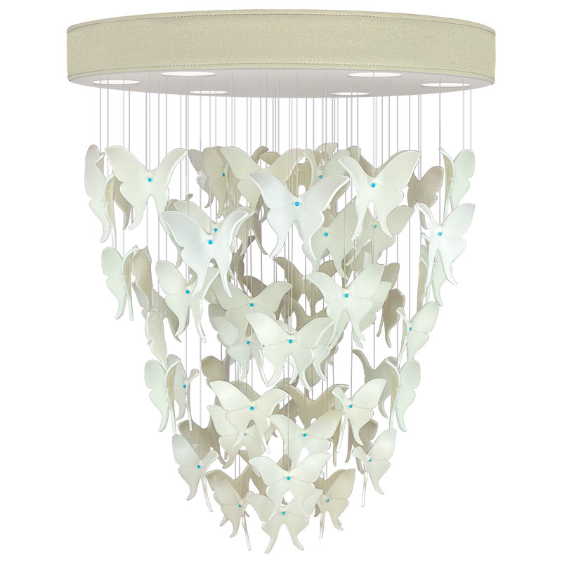 Люстра Белые Бабочки Жемчужно-серая база Night Butterflies Chandelier Бежево-серый Белый в Волгограде | Loft Concept 