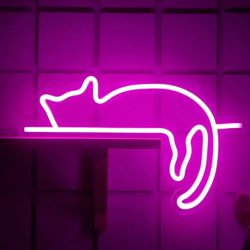 Неоновая настенная лампа Sleeping Kitten Neon Wall Lamp Розовый Неоновая настенная лампа Sleeping Kitten Neon Wall Lamp Розовый в Волгограде | Loft Concept