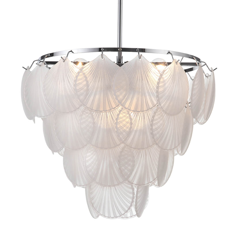 Люстра Glass Shells Suspension Chandelier Белый Хром Люстра Glass Shells Suspension Chandelier Белый Хром в Волгограде | Loft Concept