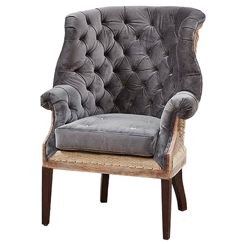 Кресло Gamilton Armchair Gray Серый Коричневый Кресло Gamilton Armchair Gray Серый Коричневый в Волгограде | Loft Concept
