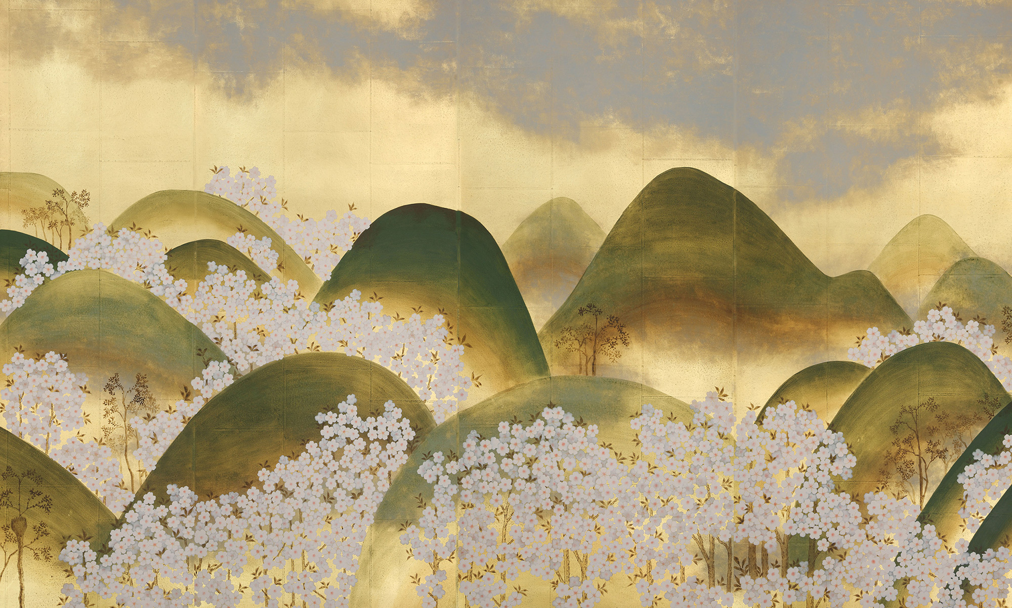 Обои ручная роспись Kiso Mountains Special Colourway on Deep Rich Gold gilded tea paper Обои ручная роспись Kiso Mountains Special Colourway on Deep Rich Gold gilded tea paper - постер Loft-Concept в Волгограде
