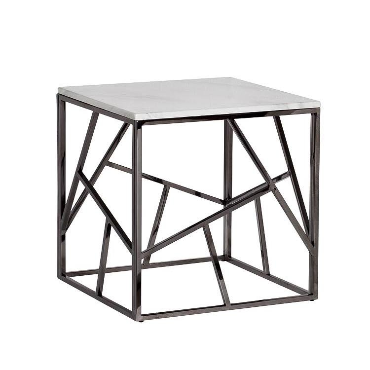 Приставной стол Serene Furnishing Dark Chrome Marble Top Хром Белый в Волгограде | Loft Concept 