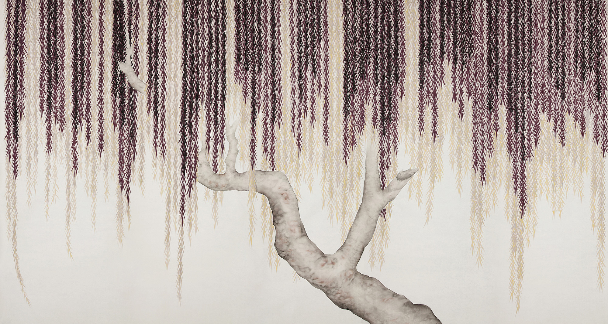 Обои ручная роспись Willow Boysenberry on Bleached White dyed silk Обои ручная роспись Willow Boysenberry on Bleached White dyed silk - постер Loft-Concept в Волгограде