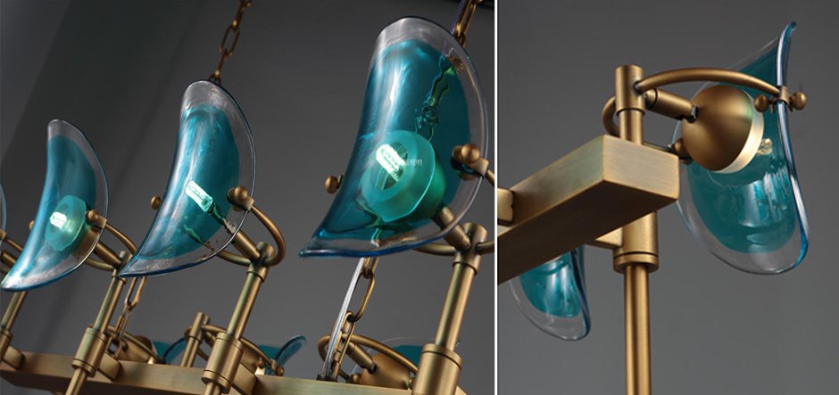 Люстра Lily Turquoise Glass rectangle Люстра Lily Turquoise Glass rectangle - Loft-Concept в Волгограде