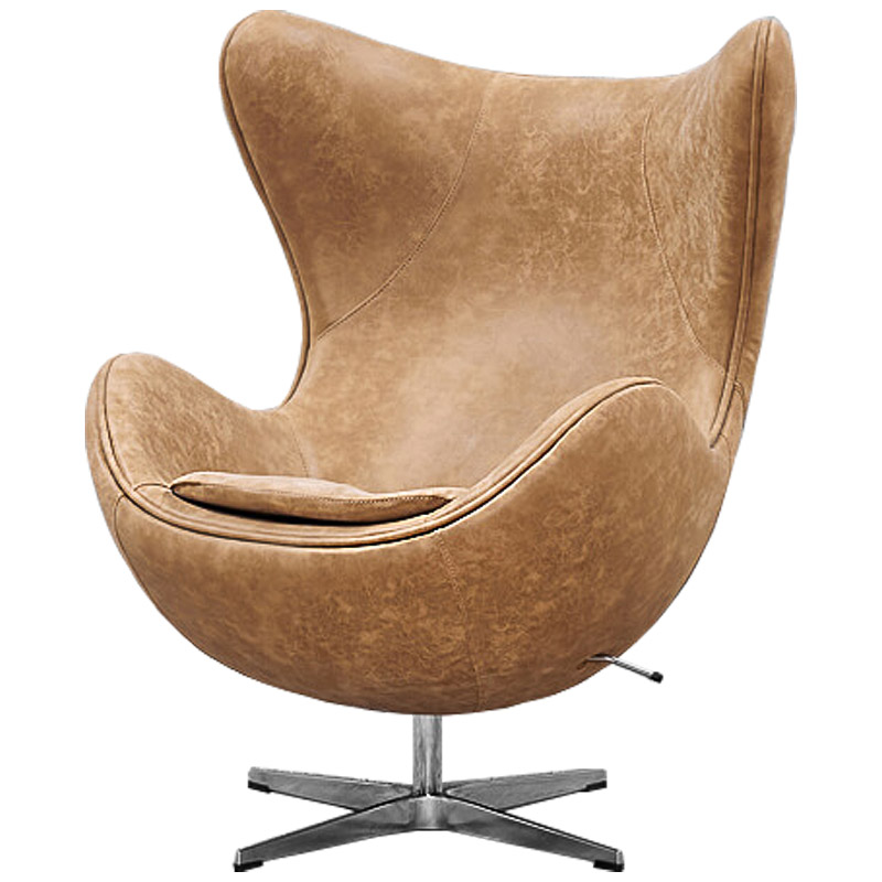 Кресло яйцо Egg Chair коричневая винтажная кожа Карамель Нержавеющая сталь Кресло яйцо Egg Chair коричневая винтажная кожа Карамель Нержавеющая сталь в Волгограде | Loft Concept