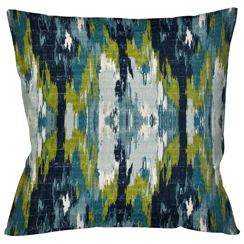 Декоративная подушка с сине-зеленым узором Ikat Pattern Мульти в Волгограде | Loft Concept 