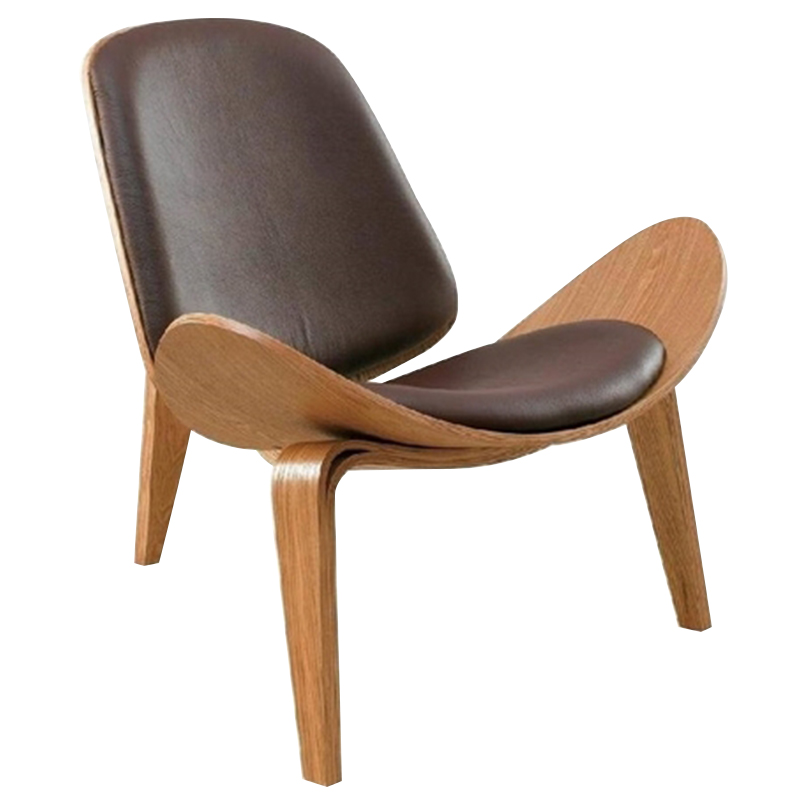 Дизайнерское кресло Shell Chair CH07 Экокожа Коричневый Дизайнерское кресло Shell Chair CH07 Экокожа Коричневый в Волгограде | Loft Concept