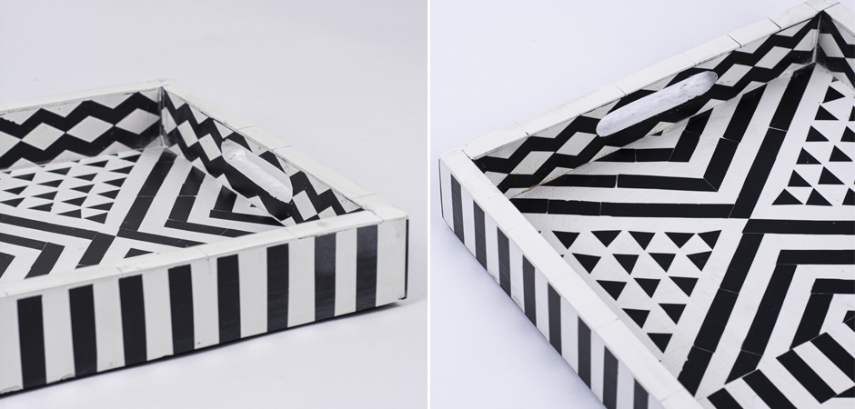 Поднос Инкрустация кость Black And White Bone Inlay Tray Поднос Инкрустация кость Black And White Bone Inlay Tray - Loft-Concept в Волгограде