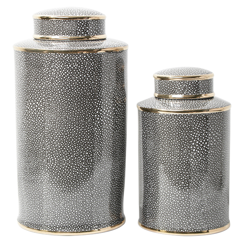 Ваза с крышкой Ceramic Grey Ornament Gold Vase Серый Золотой Ваза с крышкой Ceramic Grey Ornament Gold Vase Серый Золотой в Волгограде | Loft Concept
