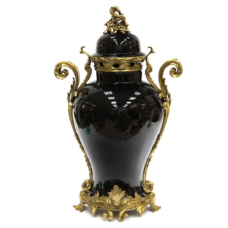 Большая ваза Selenia Black Vase Bronze Patterns Черный Бронза Большая ваза Selenia Black Vase Bronze Patterns Черный Бронза в Волгограде | Loft Concept