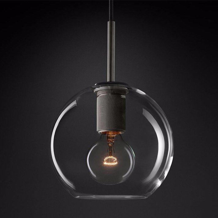 Подвесной светильник RH Utilitaire Globe Pendant Black Темная бронза Прозрачное Стекло Подвесной светильник RH Utilitaire Globe Pendant Black Темная бронза Прозрачное Стекло в Волгограде | Loft Concept