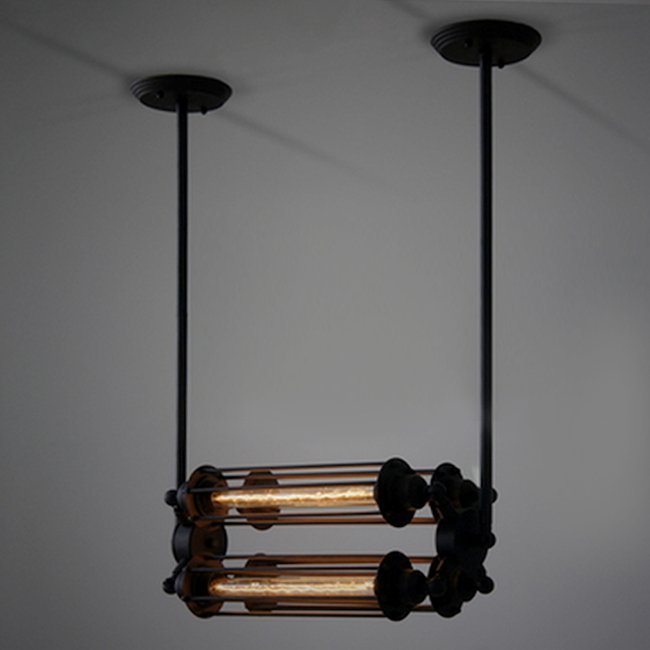 Подвесной светильник Loft Industrial Edison Cage Horizontal Quatro Черный Подвесной светильник Loft Industrial Edison Cage Horizontal Quatro Черный в Волгограде | Loft Concept