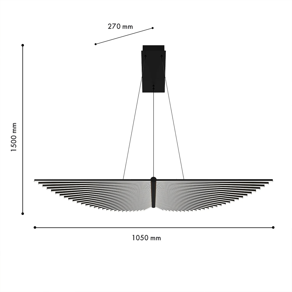 Люстра в виде распахнутых крыльев из тонких металлических планок Flight of Freedom в Волгограде