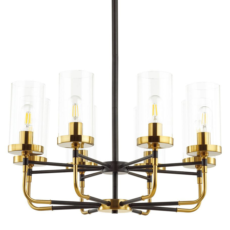 Люстра Greger chandelier 8 Черный Глянцевое золото Прозрачный Люстра Greger chandelier 8 Черный Глянцевое золото Прозрачный в Волгограде | Loft Concept