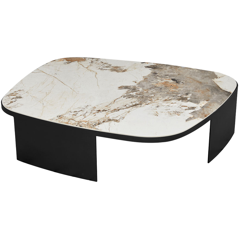 Кофейный стол с каменной столешницей Keir Coffee Table Черный Бежевый Бежево-серый Кофейный стол с каменной столешницей Keir Coffee Table Черный Бежевый Бежево-серый в Волгограде | Loft Concept