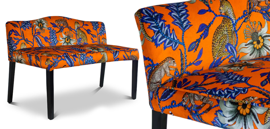 Банкетка Оранжевый Орнамент Zambezi Monkey Bean Flame Bench Банкетка Оранжевый Орнамент Zambezi Monkey Bean Flame Bench - Loft-Concept в Волгограде