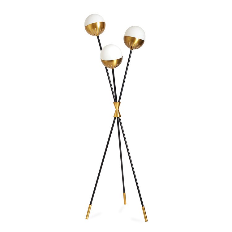 Торшер Caracas Tripod Floor Lamp Черный Белый Латунь Торшер Caracas Tripod Floor Lamp Черный Белый Латунь в Волгограде | Loft Concept