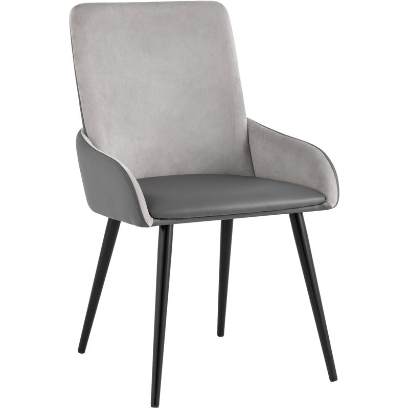 Стул Munchen Chair Серая Экокожа Серый Велюр Серый Черный Стул Munchen Chair Серая Экокожа Серый Велюр Серый Черный в Волгограде | Loft Concept