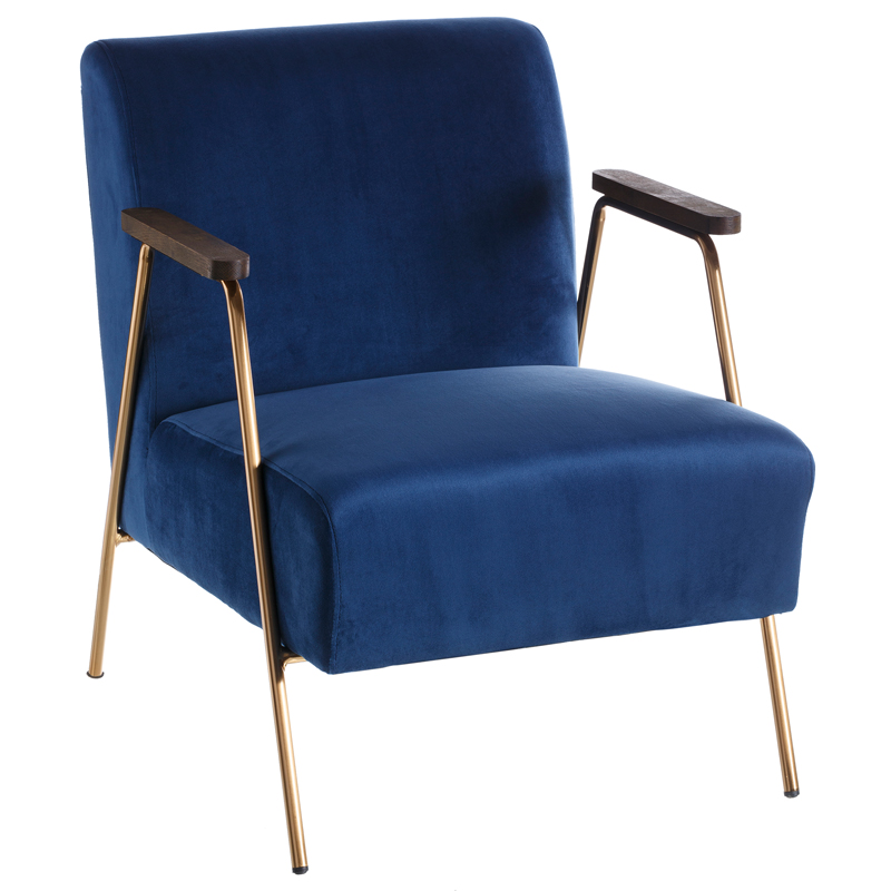 Кресло Domitila Armchair blue Синий Золотой Коричневый Кресло Domitila Armchair blue Синий Золотой Коричневый в Волгограде | Loft Concept