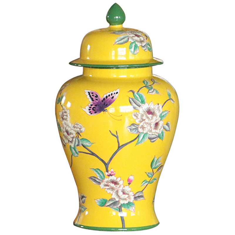 Ваза с крышкой Porcelain Yellow Garden Vase Желтый Зеленый Ваза с крышкой Porcelain Yellow Garden Vase Желтый Зеленый в Волгограде | Loft Concept
