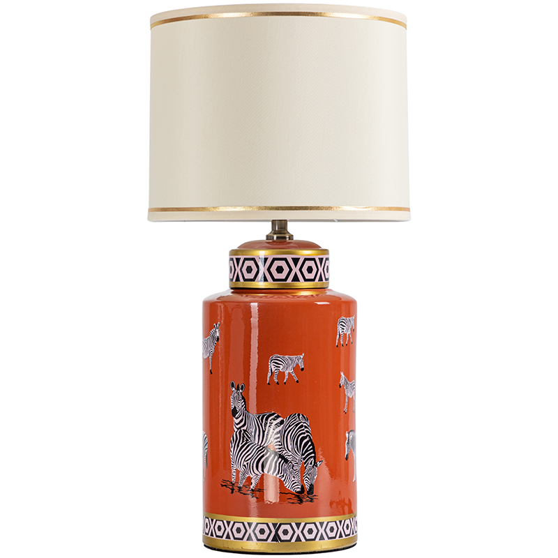 Настольная лампа Zebra Orange Lampshade Оранжевый Черно-белый Бежевый Золотой Настольная лампа Zebra Orange Lampshade Оранжевый Черно-белый Бежевый Золотой в Волгограде | Loft Concept