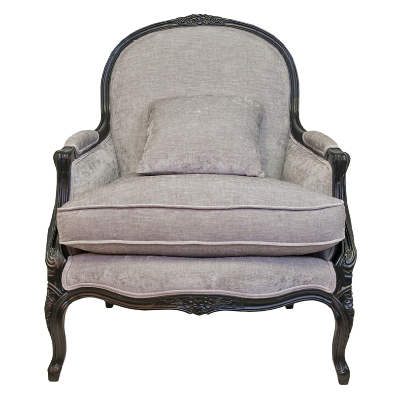 Кресло Ava Classical Armchair black and grey velour Серый Черный Кресло Ava Classical Armchair black and grey velour Серый Черный в Волгограде | Loft Concept