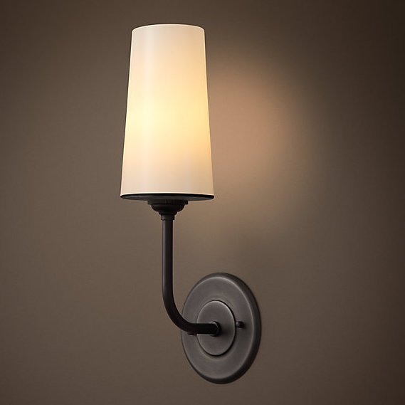 Бра RH MODERN TAPER SCONCE Glass Shade Графит Черный в Волгограде | Loft Concept 