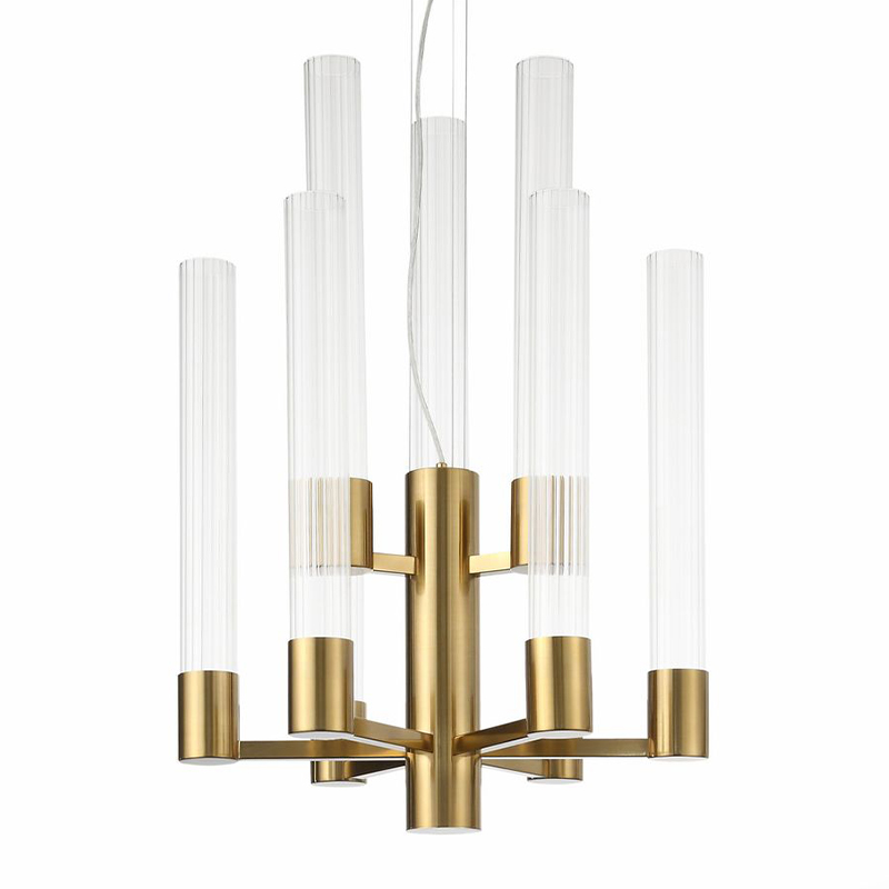Люстра Jenae Glass Tubes Chandelier 9 Латунь Прозрачное Стекло Люстра Jenae Glass Tubes Chandelier 9 Латунь Прозрачное Стекло в Волгограде | Loft Concept