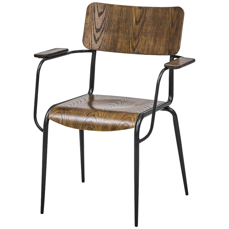 Стул с подлокотниками Joshua Loft Stool with armrests Коричневый Черный Стул с подлокотниками Joshua Loft Stool with armrests Коричневый Черный в Волгограде | Loft Concept