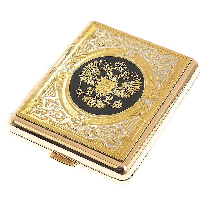 Портсигар на 20 сигарет с гравировкой Герба России в подарочной коробке Metal Cigarettes Cases Золотой Никель Портсигар на 20 сигарет с гравировкой Герба России в подарочной коробке Metal Cigarettes Cases Золотой Никель в Волгограде | Loft Concept