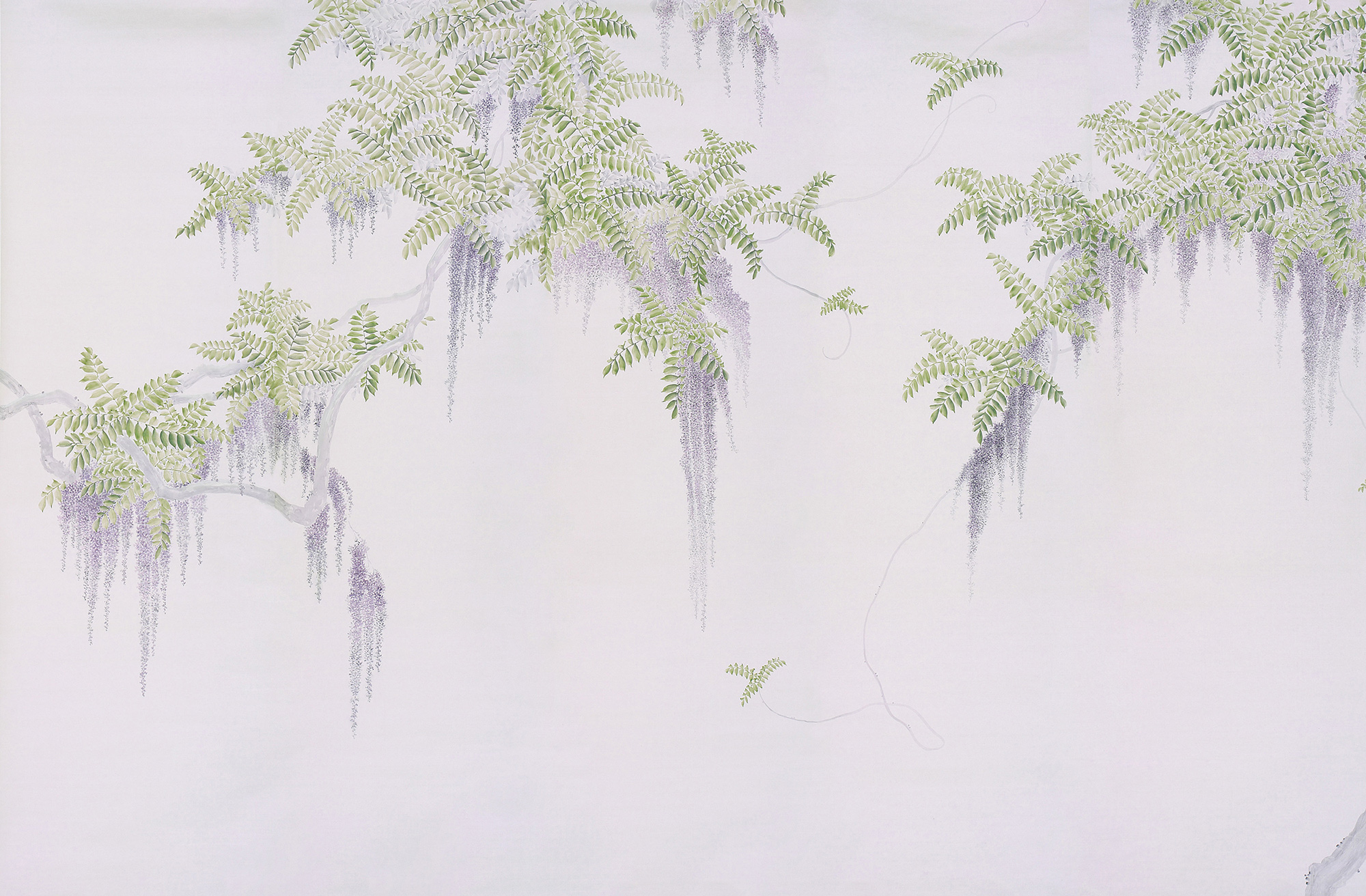 Обои в японском стиле Wisteria Lavender on Lilac Mica metallic Xuan paper Обои в японском стиле Wisteria Lavender on Lilac Mica metallic Xuan paper - постер Loft-Concept в Волгограде