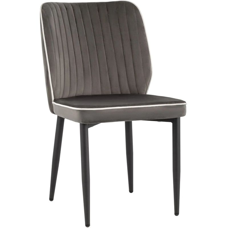 Стул Lawrence Chair Серый Велюр Белый кант Серый Белый Черный Стул Lawrence Chair Серый Велюр Белый кант Серый Белый Черный в Волгограде | Loft Concept