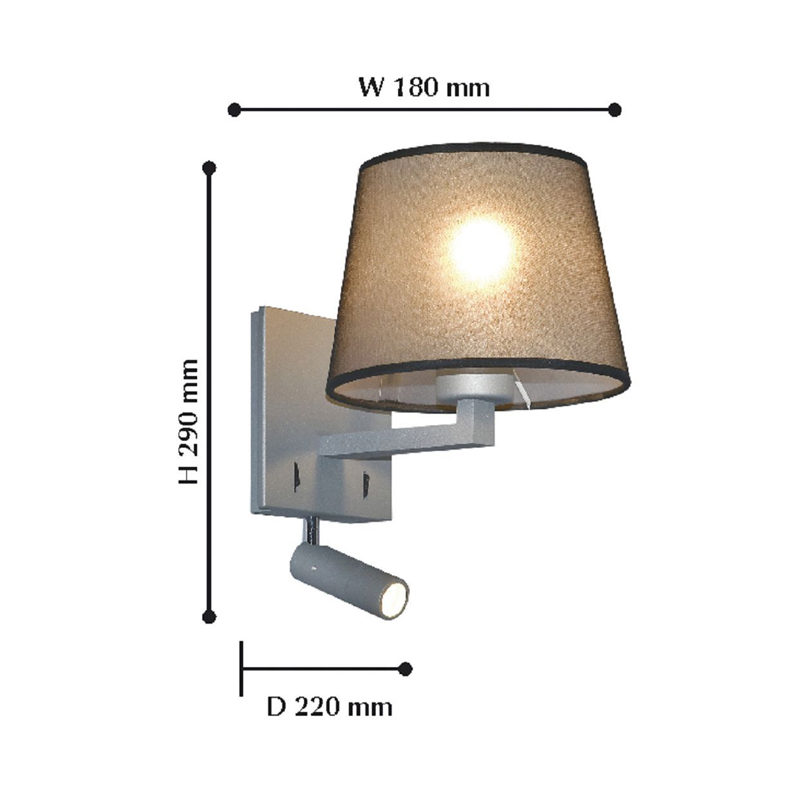 Бра с абажуром и поворотным спотом Trumpet Lamp Grey в Волгограде