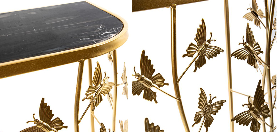 Консоль Gold Butterfly чёрный мрамор Консоль Gold Butterfly чёрный мрамор - Loft-Concept в Волгограде