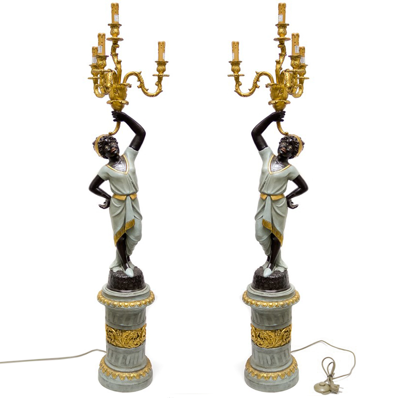Торшер Girl With Candlestick Черный Бронза Голубой пастельный Торшер Girl With Candlestick Черный Бронза Голубой пастельный в Волгограде | Loft Concept