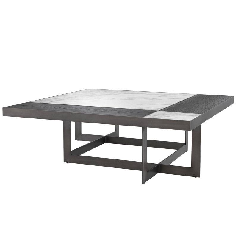 Кофейный стол Eichholtz Coffee Table Hermoza Мокко Белый Мрамор Bianco Темная бронза Кофейный стол Eichholtz Coffee Table Hermoza Мокко Белый Мрамор Bianco Темная бронза в Волгограде | Loft Concept