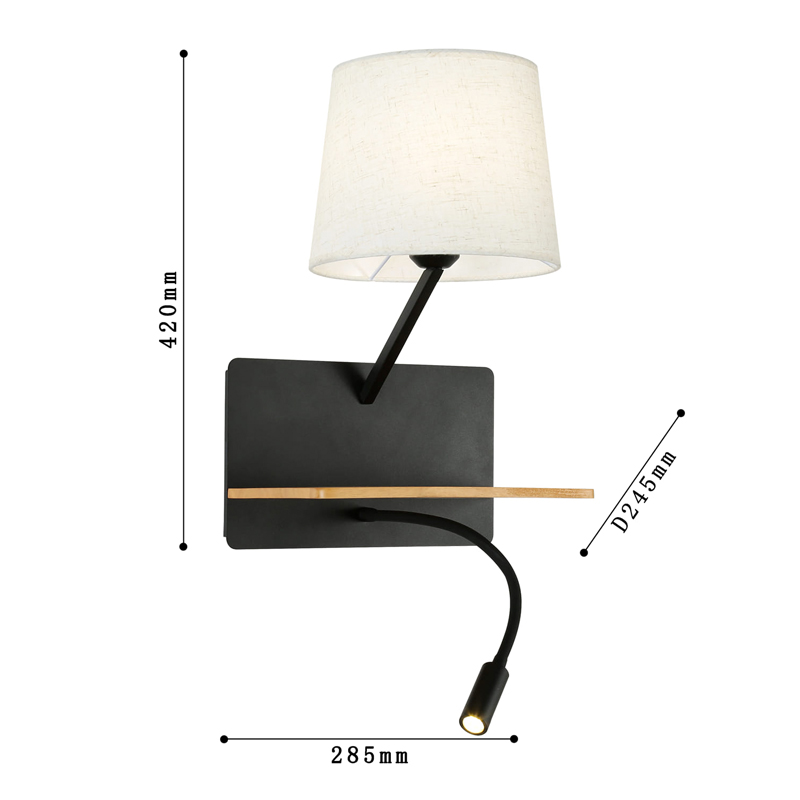 Бра с абажуром и гибким спотом Trumpet Wall Black USB Бра с абажуром и гибким спотом Trumpet Wall Black USB в Волгограде