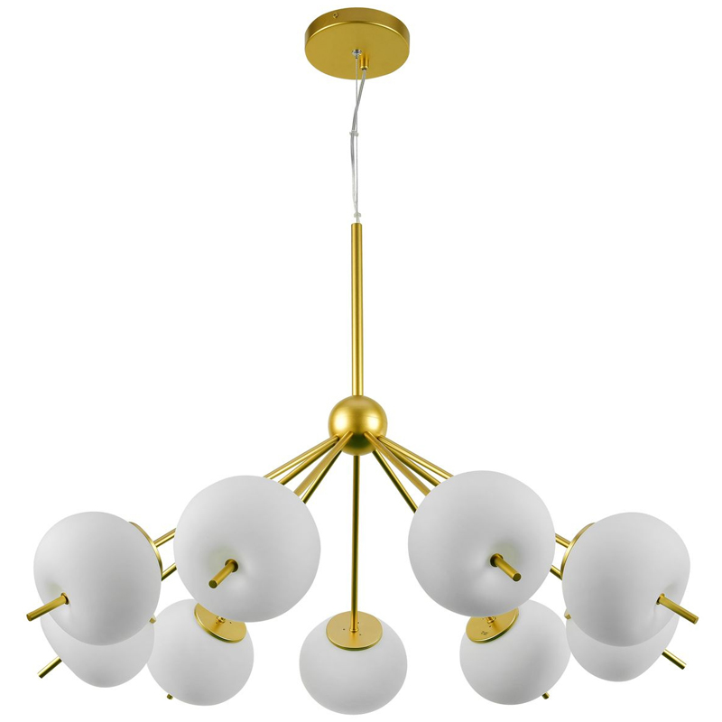 Люстра White ball brass Louise 9 Белое матовое стекло Латунь Люстра White ball brass Louise 9 Белое матовое стекло Латунь в Волгограде | Loft Concept