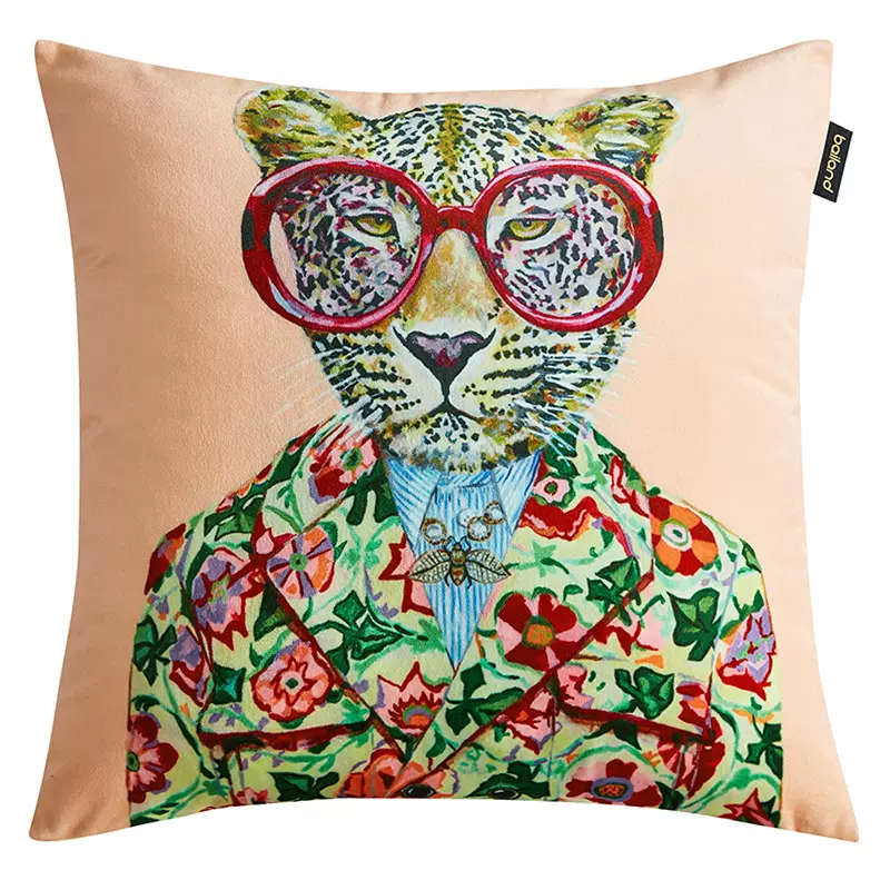 Декоративная подушка Стиль Gucci Fashion Animals Cushion Peach Мульти Декоративная подушка Стиль Gucci Fashion Animals Cushion Peach Мульти в Волгограде | Loft Concept