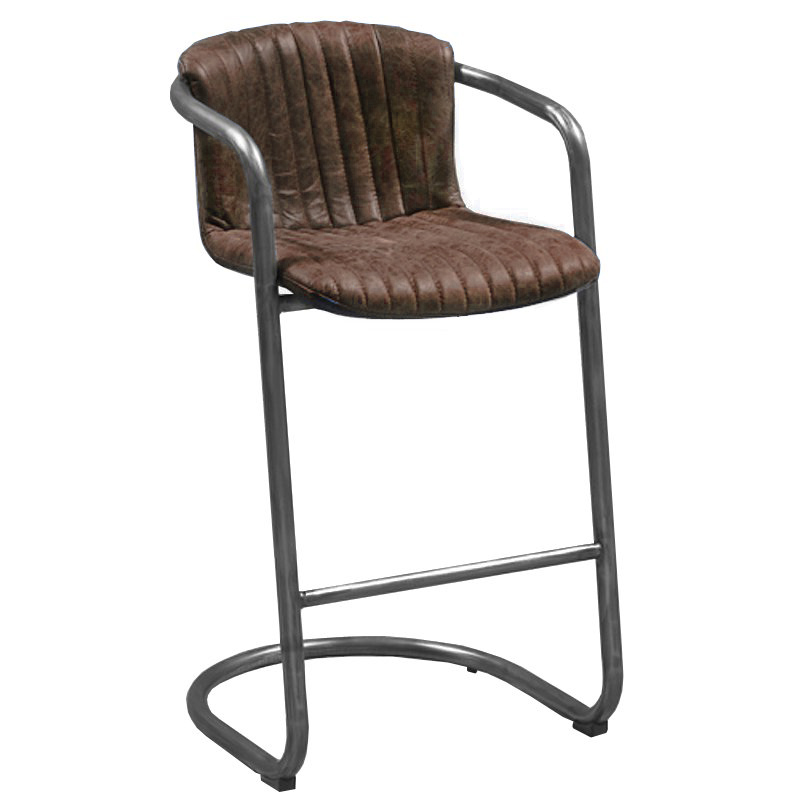 Барный стул Desmond bar stool LEATHER Brown Коричневый винтаж Графитовый Барный стул Desmond bar stool LEATHER Brown Коричневый винтаж Графитовый в Волгограде | Loft Concept