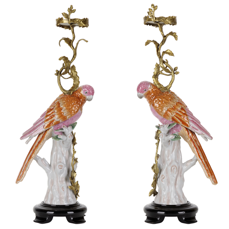 Подсвечник Pink Red Parrot L or R Бронза Белый Розовый Красный Подсвечник Pink Red Parrot L or R Бронза Белый Розовый Красный в Волгограде | Loft Concept