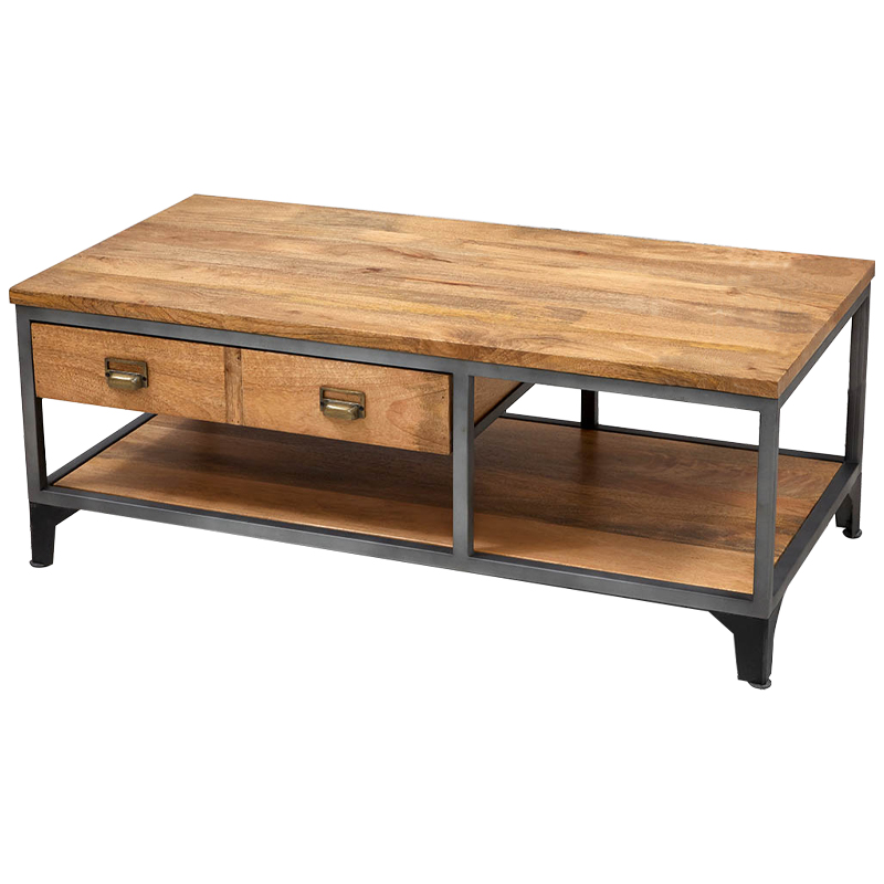 Кофейный стол в стиле лофт Russell Coffee Table Древесина Графит Латунь Кофейный стол в стиле лофт Russell Coffee Table Древесина Графит Латунь в Волгограде | Loft Concept