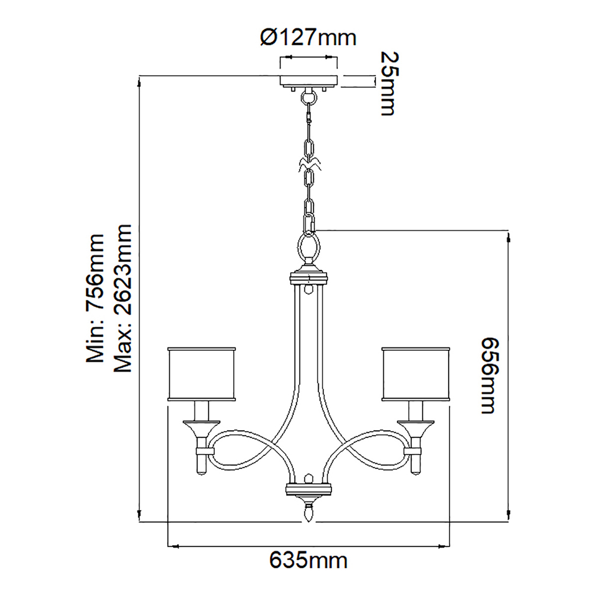 Люстра с белыми тканевыми абажурами в прозрачных стеклянных цилиндрах Kichler в Волгограде