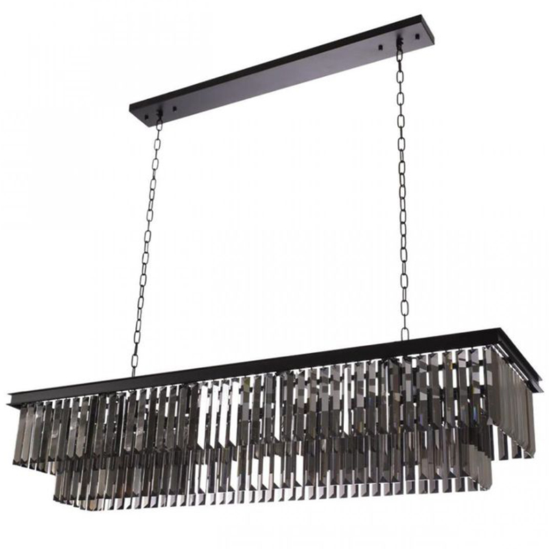 Прямоугольная Люстра RH 1920s Odeon Black iron Серое Стекло Длина 120 см Черный Серый Прямоугольная Люстра RH 1920s Odeon Black iron Серое Стекло Длина 120 см Черный Серый в Волгограде | Loft Concept
