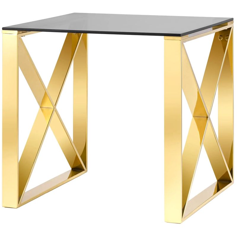 Стол приставной Lannes Collection Gold Золотой Стекло Смок Стол приставной Lannes Collection Gold Золотой Стекло Смок в Волгограде | Loft Concept