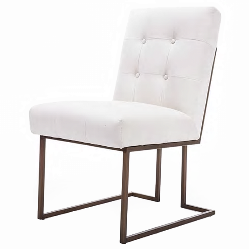 Стул обеденный Burleigh Dining Chair Pearl Iron Белый Коричневый Стул обеденный Burleigh Dining Chair Pearl Iron Белый Коричневый в Волгограде | Loft Concept