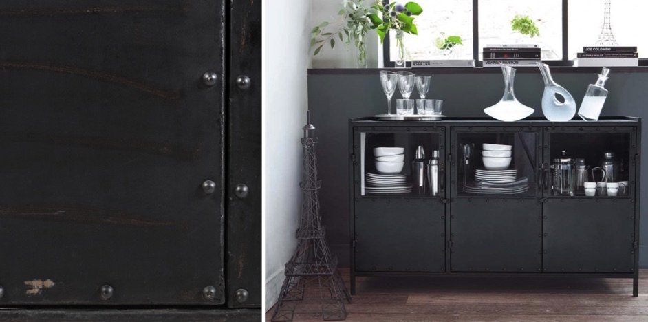 Буфет в стиле Лофт черный Industrial Vitre Big Buffet Буфет в стиле Лофт черный Industrial Vitre Big Buffet - Loft-Concept в Волгограде