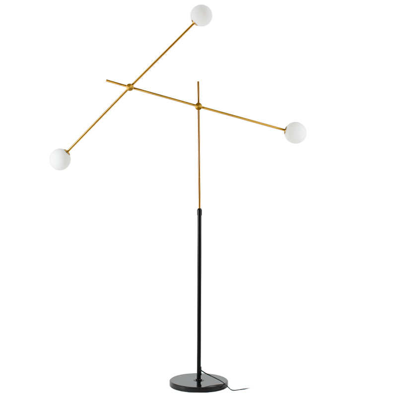 Торшер Baton FLOR LAMP 3 Черный Белый Латунь Торшер Baton FLOR LAMP 3 Черный Белый Латунь в Волгограде | Loft Concept