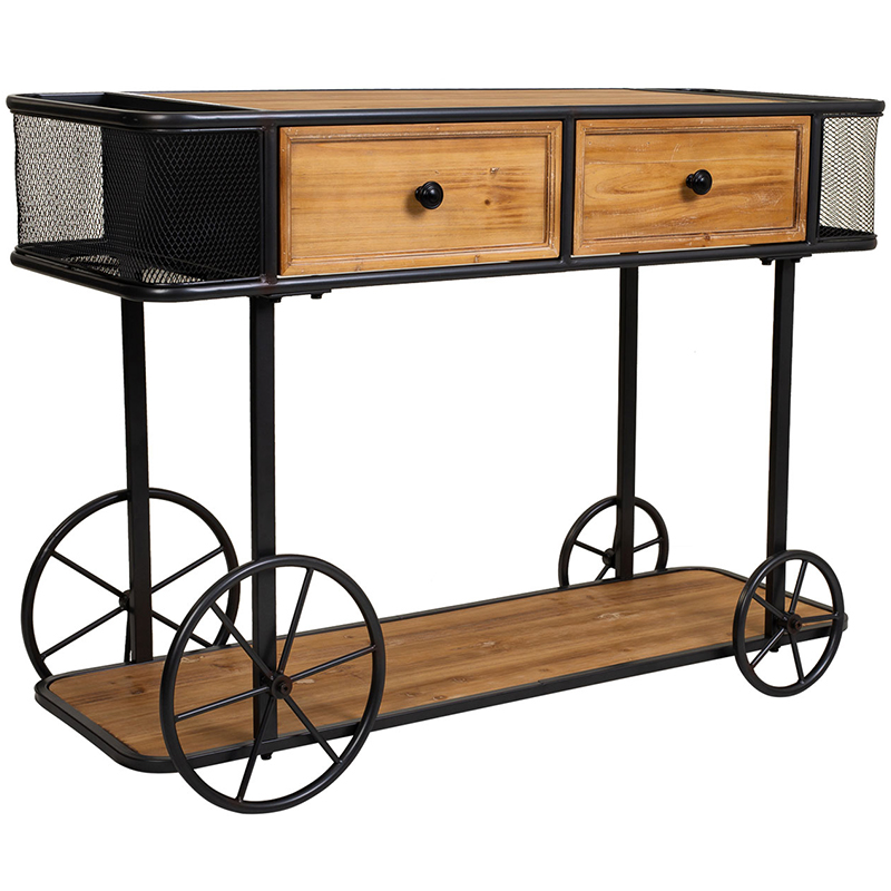 Консоль на колесах c 2-мя выдвижными ящиками Cabrera Console Древесина Черный Консоль на колесах c 2-мя выдвижными ящиками Cabrera Console Древесина Черный в Волгограде | Loft Concept
