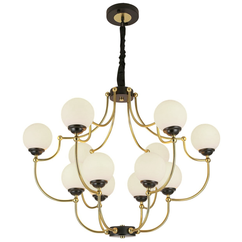 Люстра White Ball Valley Arredoluce Chandelier 12 Прозрачный белый Латунь Черный Люстра White Ball Valley Arredoluce Chandelier 12 Прозрачный белый Латунь Черный в Волгограде | Loft Concept